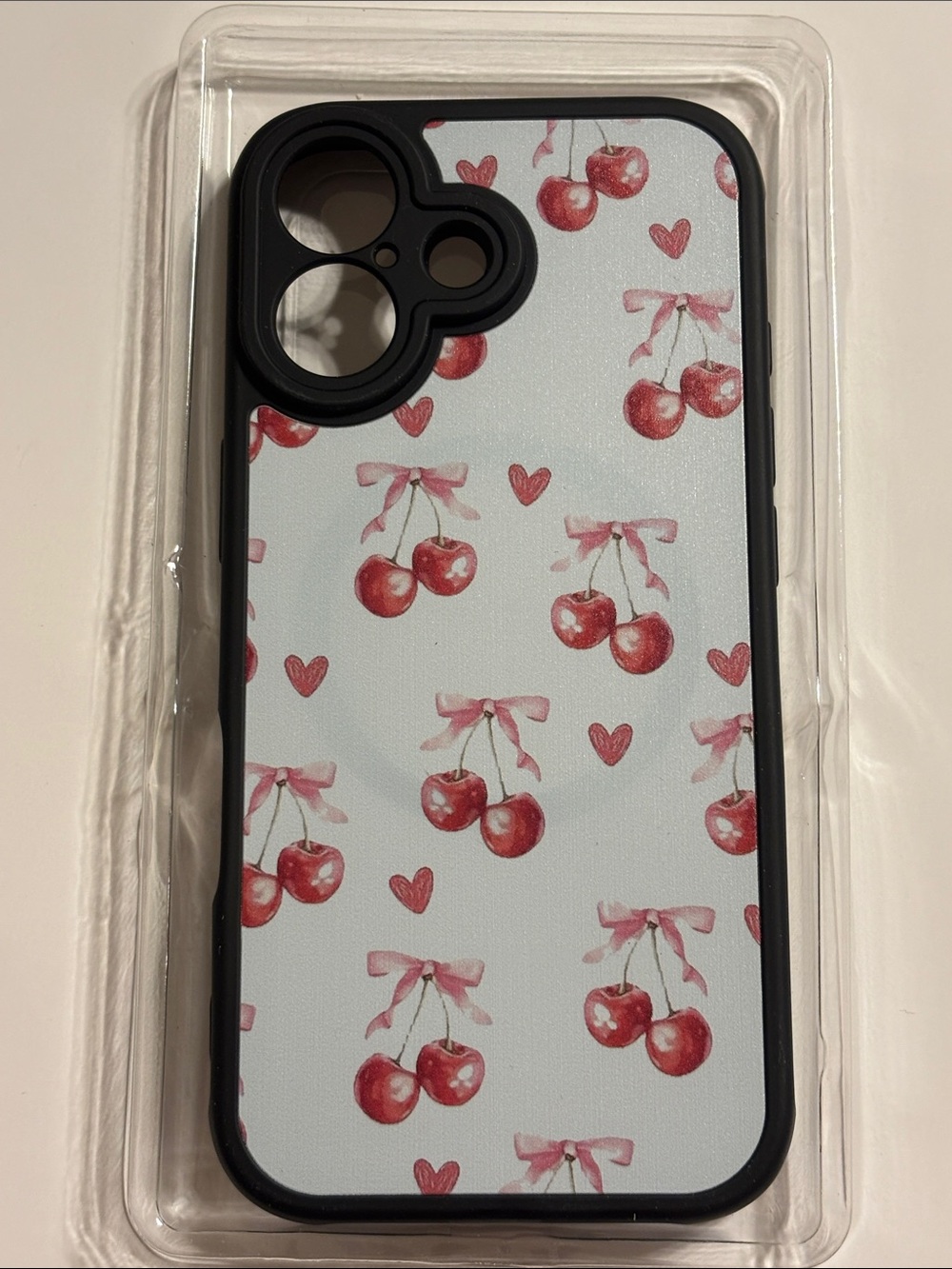 For IP 17 case cherry heart pattern wireless charging compatible shockproof